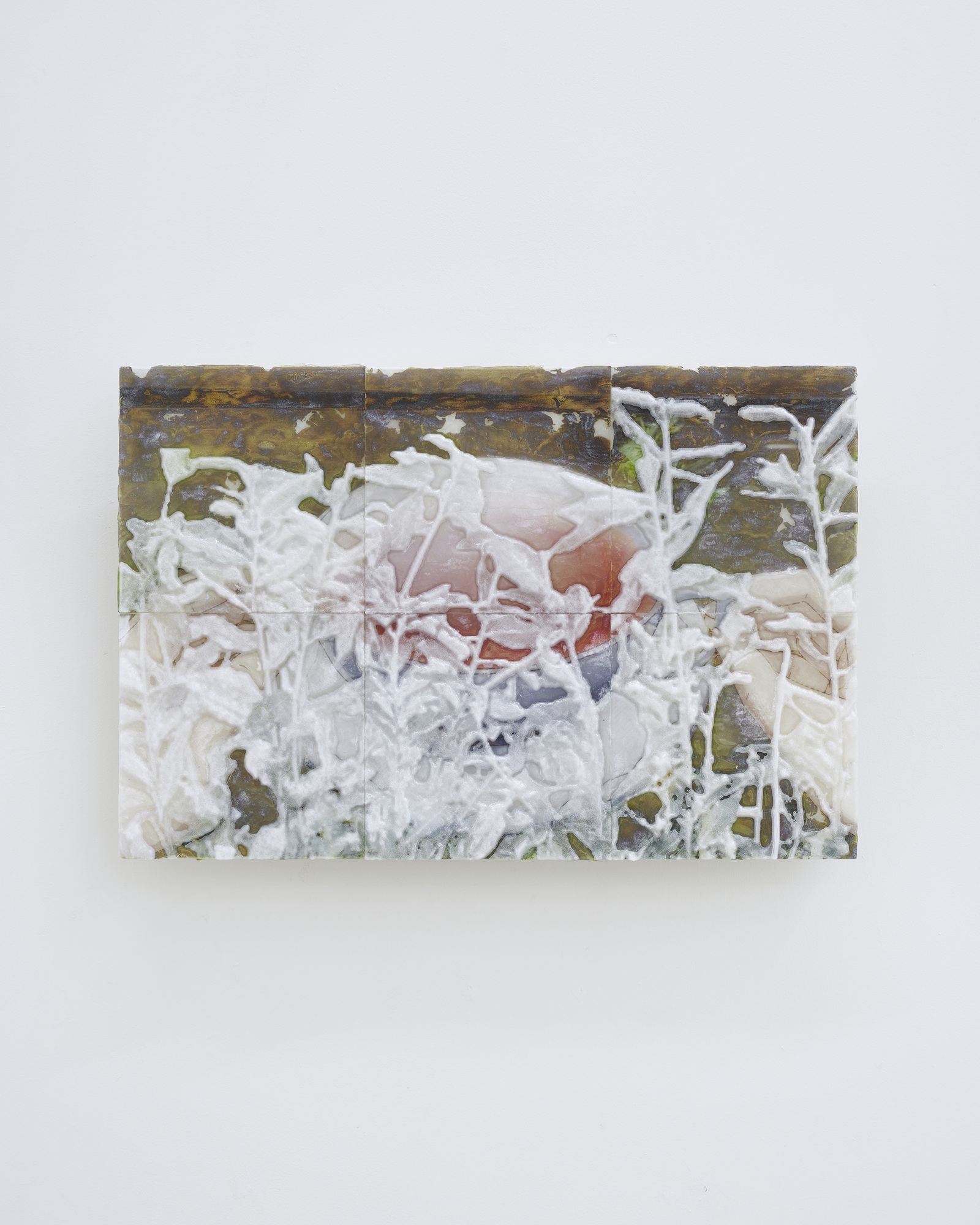 Untitled (garden), 2026, Acrylic mediums, inkjet transfer, PETG, on six printed modules, 30x45 cm (15x15cm each)